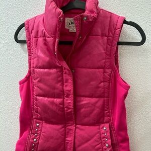 Ariat Pink Fuschia Puffer Quilted Vest Rivet Details Full Zip up S/P